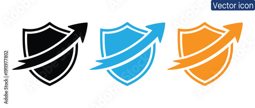 Professional vector icons featuring arrows and shields in modern design