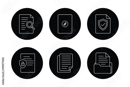 Document File Icon Set – Paper, Report, Text File, Folder and Office Document Vector Icon Collection