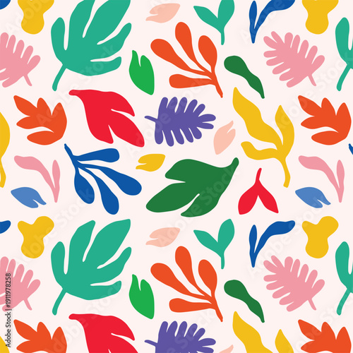 Hand drawn colorful matisse pattern design