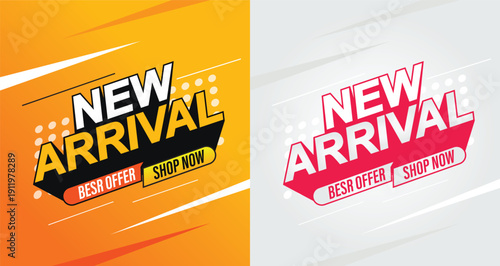 New Arrival vector set label template design. New Arrival gold label. For label, banner, sticker, icon, poster, product sign. Simple and modern vector illustration