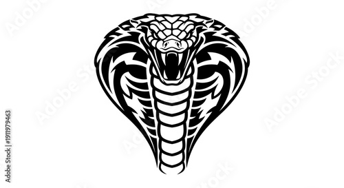 Aggressive Cobra Snake Head Emblem - Tribal Tattoo Style