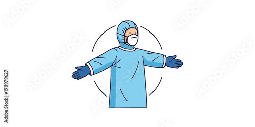 PPE Donning Procedure Medical Silhouette