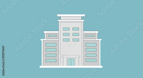 Modern Office Building Flat Icon Vector Illustration