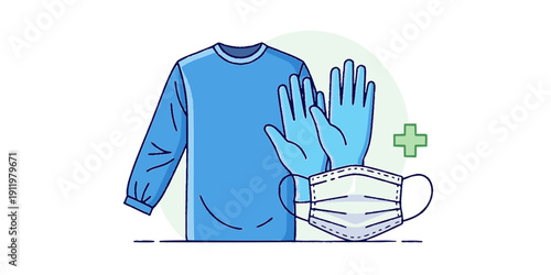 PPE Donning Procedure Medical Silhouette
