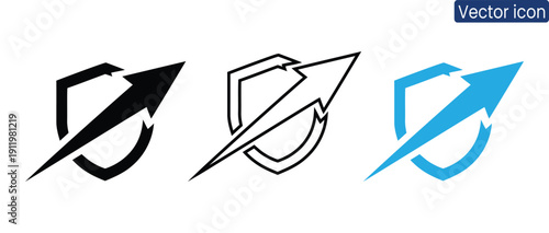 Professional vector icons featuring arrows and shields in modern design
