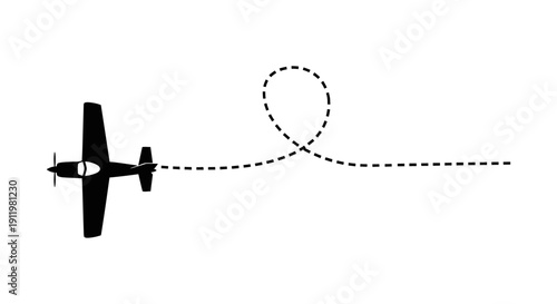 Silhouette of Aerobatic Plane Performing a Loop and Leaving a Dotted Trail