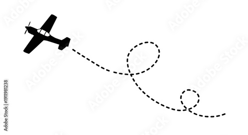 Silhouette of Aerobatic Airplane Performing Stunts with Dotted Line Trail