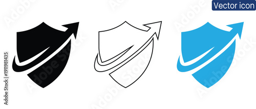 Professional vector icons featuring arrows and shields in modern design