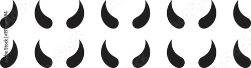 Abstract curved droplet silhouette set, black liquid swirl icon collection isolated on white background, minimal flat vector illustration for logo and design