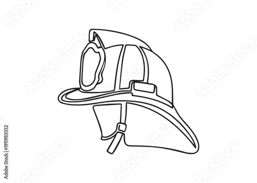 European firefighter helmet icon in single line style