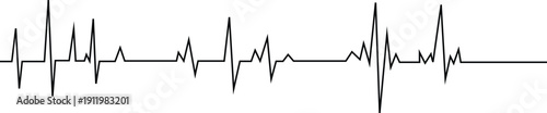 Black electrocardiogram line on white background heart rate