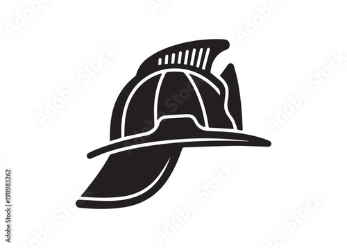 Vector European firefighter helmet icon in minimal flat style