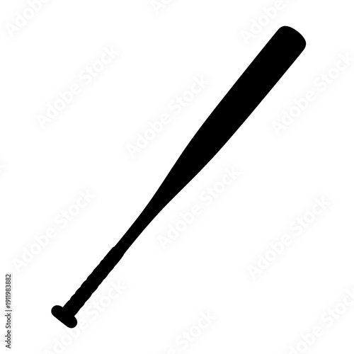 A black and white illustration of a baseball bat resting on a flat surface