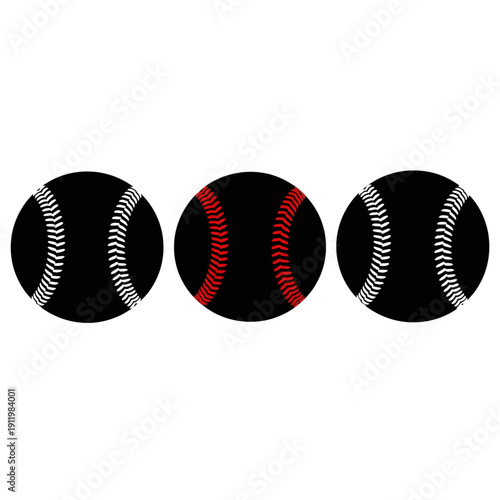 Three baseballs with red and white stitching on a white background