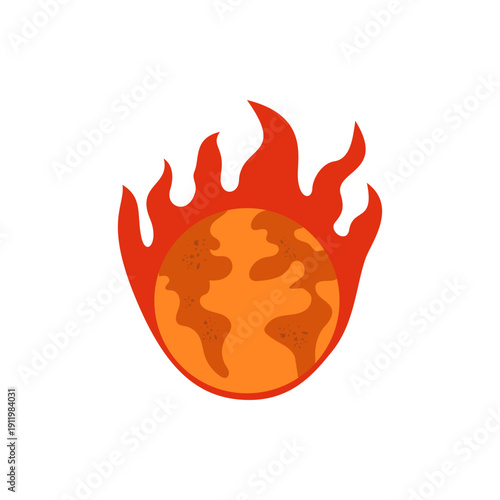 Burning world illustration representing climate crisis and environmental destruction