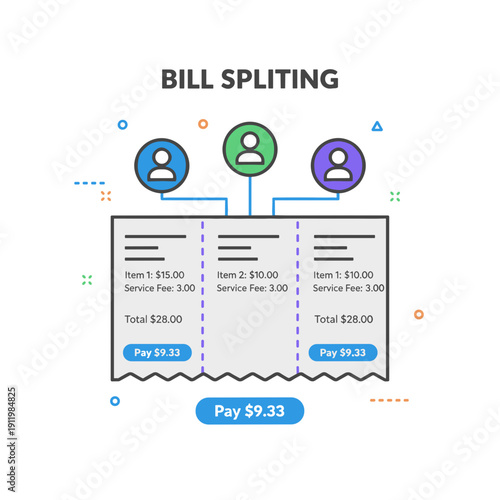 Bill splitting payment interface for shared expenses group payments and cost sharing