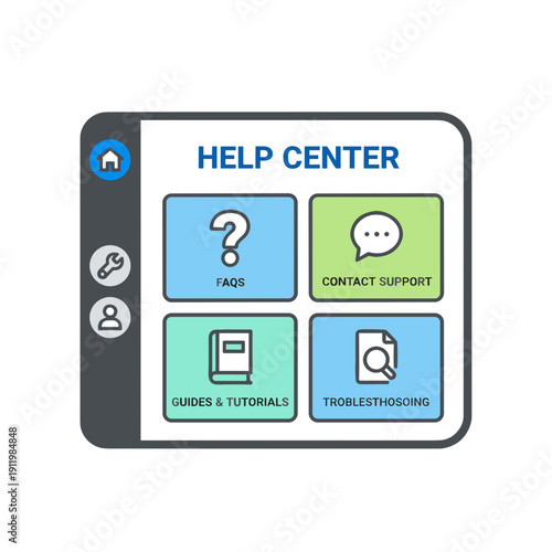Help center interface with faq support guides tutorials and troubleshooting options