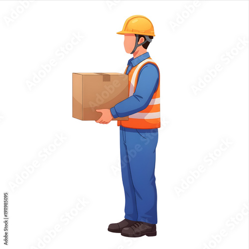 Workplace Factory Human Posture Safety Measures Worker Carrying Box Manual Handling Industrial