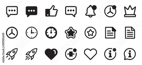 Social media interface icons set for website and application design vector illustration collection