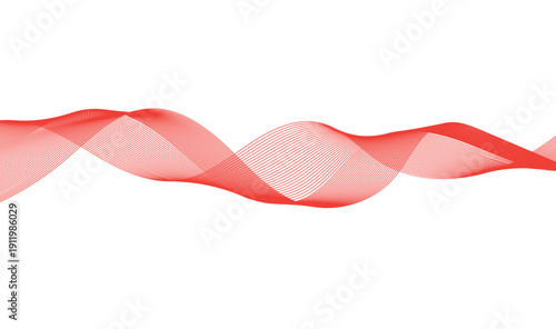 Abstract Fluid Wave Flow Design | Elegant Soft Red Gradient Wavy Lines with Layered Transparent Curves on White Background Vector Illustration 