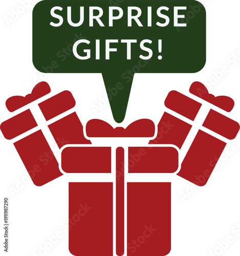 Surprise Gift Tag Label Vector Illustration for Sale Promotion and Celebration Packaging