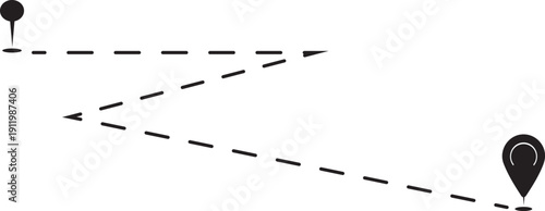 Map Location Pin Path Route Vector Illustration for GPS Navigation and Direction Concept