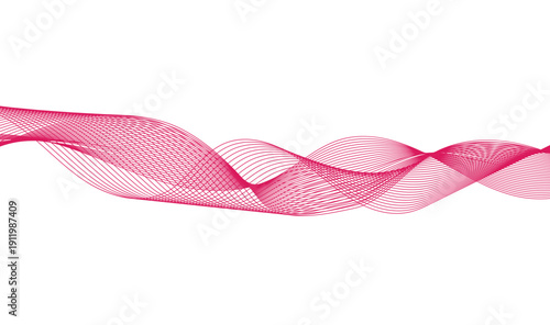 Abstract Fluid Wave Flow Design | Elegant Soft Magenta Pink Gradient Wavy Lines with Layered Transparent Curves on White Background Vector Illustration 