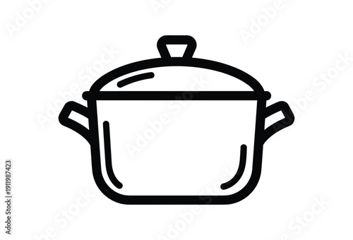 Simple line drawing of a pot with lid