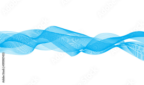 Abstract Fluid Wave Flow Design | Elegant Soft Cyan Blue Gradient Wavy Lines with Layered Transparent Curves on White Background Vector Illustration 