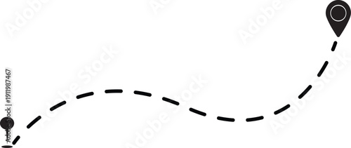 Location Pointer Path Vector Design – GPS Navigation Route Map Pin Direction Concept