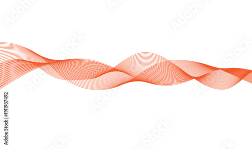 Abstract Fluid Wave Flow Design | Elegant Soft Coral Red Gradient Wavy Lines with Layered Transparent Curves on White Background Vector Illustration 