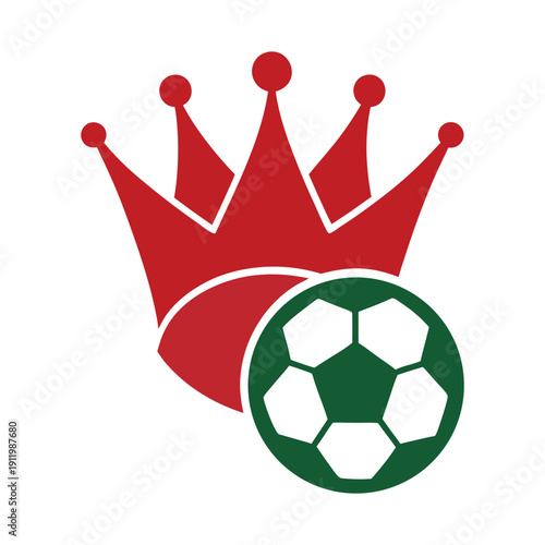 Crown with soccer ball silhouette vector illustration. Soccer football logo elements and sports icons
