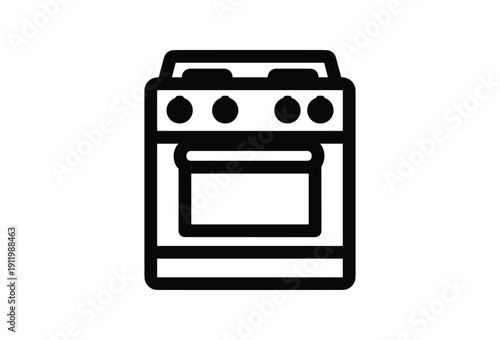 Simple black and white icon of an oven
