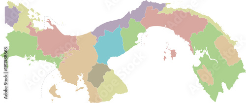 Vector blank map of Panama with provinces, indigenous regions and administrative divisions. Editable and clearly labeled layers.