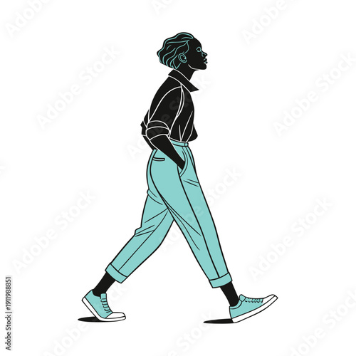 Person Walking with Backpack Traveler Illustration, Journey, Travel, and Commuter Lifestyle Concept