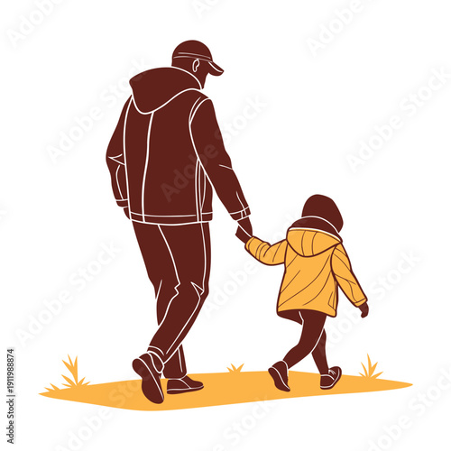 Silhouette of Hiker with Backpack Walking, Outdoor Adventure and Trekking Exploration Theme