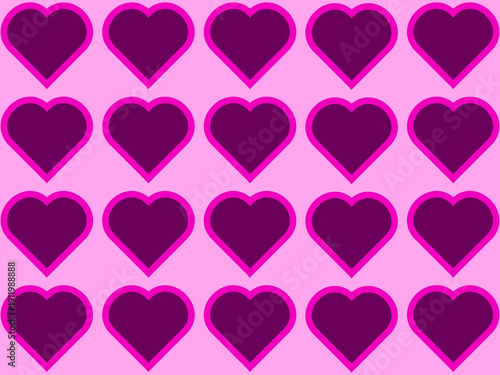 Seamless Heart Pattern Background with Purple and Pink Neon Style for Valentine's Day or Romantic Design