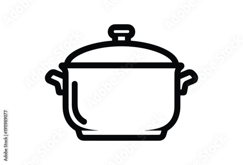 Simple Line Art of a Pot with a Lid