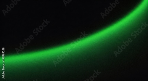 Abstract green light curved shape against black background