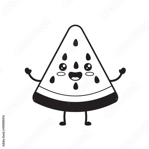 Playful Cartoon Watermelon Slice Character Cheerfully Smiling in Summer.