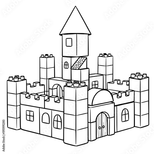 Sand castle with towers on white background tower block building fort stronghold