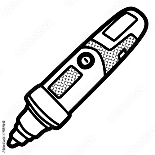 simple long electric drill, editable lines