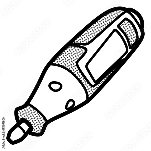 simple battery electric drill vector, editable lines