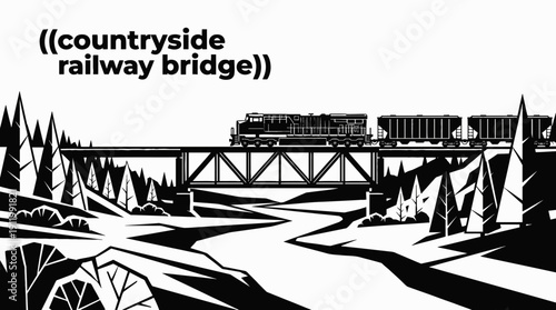 train railway track landscape crossing rural river bridge with freight locomotive transport infrastructure over countryside horizon showing travel journey transit motion passenger environment