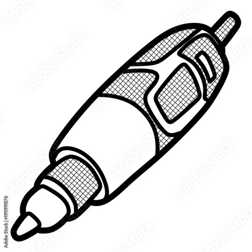 simple black and white electric drill vector, editable lines
