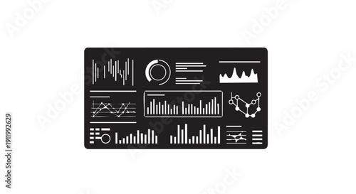 Digital dashboard with various charts and graphs for data visualization and scientific performance analysis