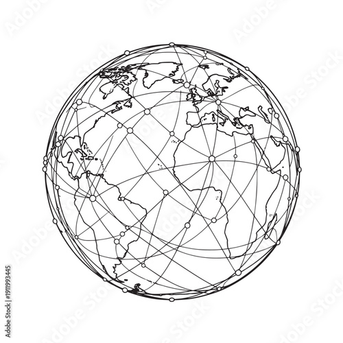 Global network connections symbolizing digital communication and technology.
