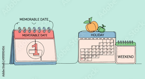 Three calendars, one marked "Memorable Date," "Holiday," and "Weekend.