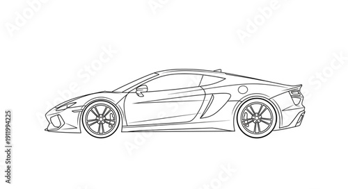 Sports Car Line Art Illustration.