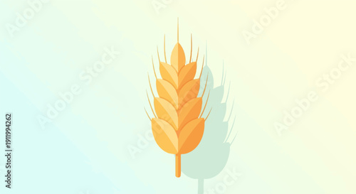 Stylized golden wheat stalk with a soft shadow on a pale gradient